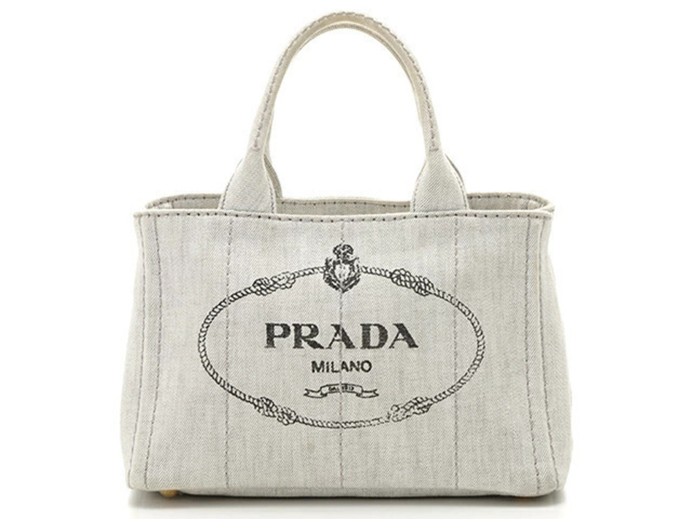 Prada Canapa Shoulder Bag Denim Gray